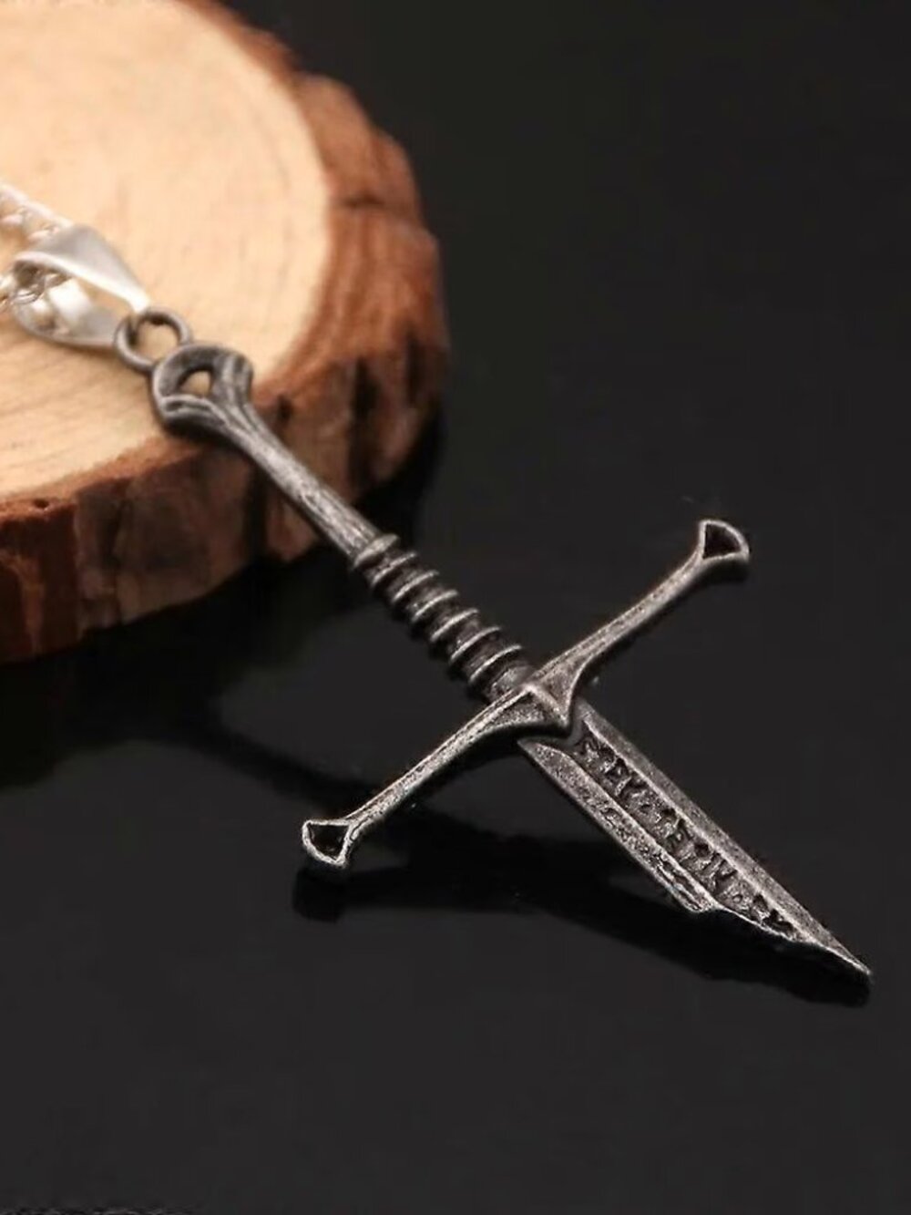 Medieval Sword Cross Pendant Necklace Gothic Knight Templar Dagger Charm